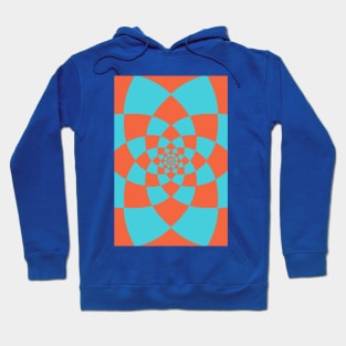 Lotus Flower Patchwork Pattern Coral Blue Hoodie